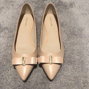 Nude Elsie Bow Skimmer Flats Pumps